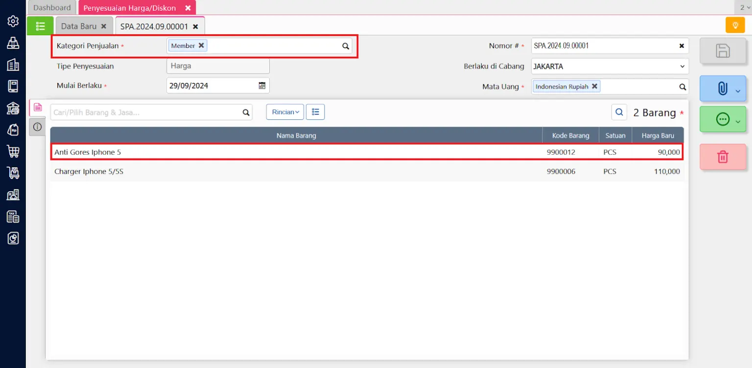 menyesuaikan harga jual